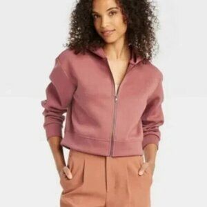 A New Day Women's Double Knit Zip Hoodie Sweatshirt Rust Size XL